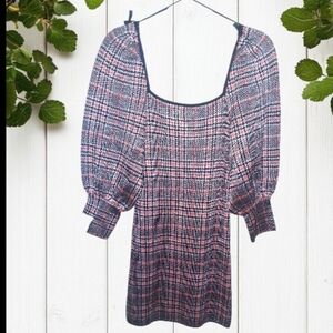 Zara Checkered Puff Sleeve Dress